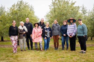 Members of the Huon Valley Food Hub Reference Group standing in a paddock