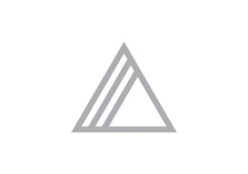 Gray triangle outline logo with three diagonal parallel lines inside the left side, creating a geometric, minimalist design on a white background.
